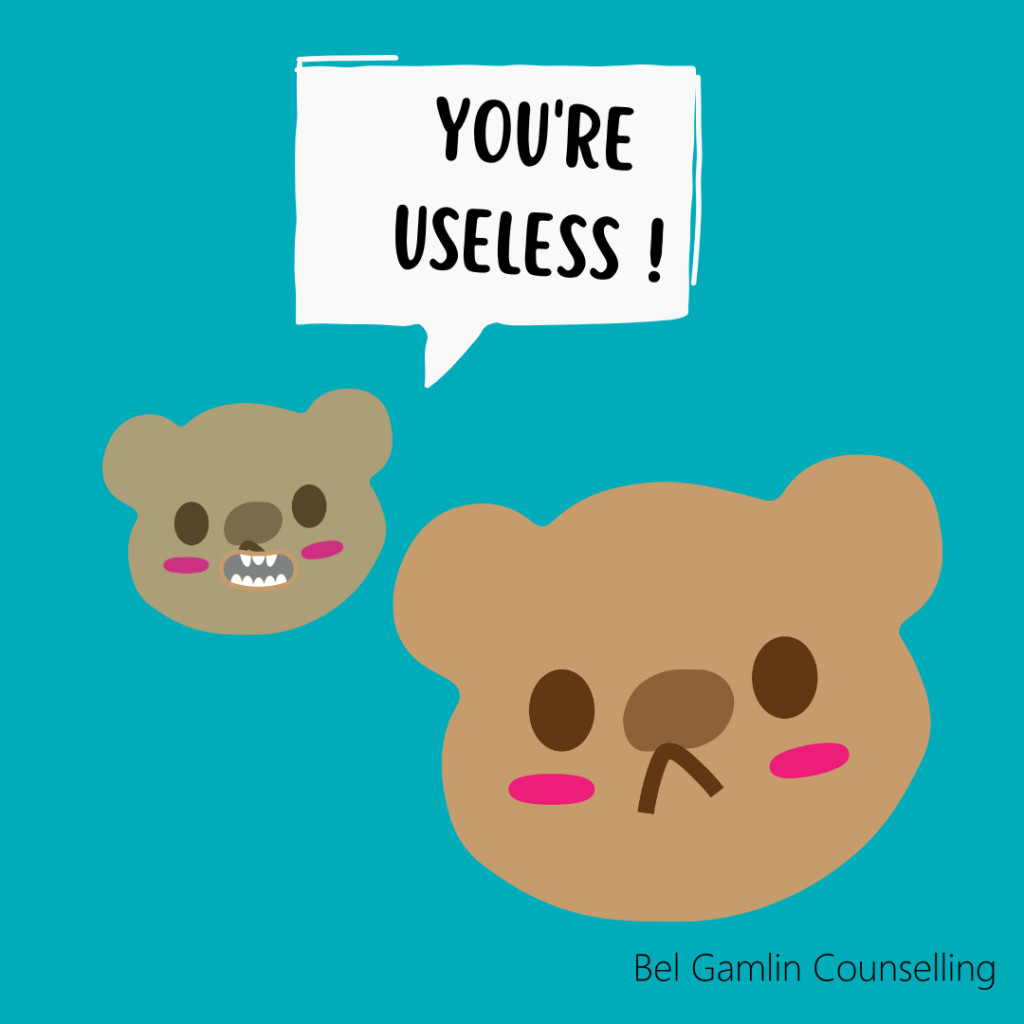 Critical voice teddy bear saying 'you're useless'