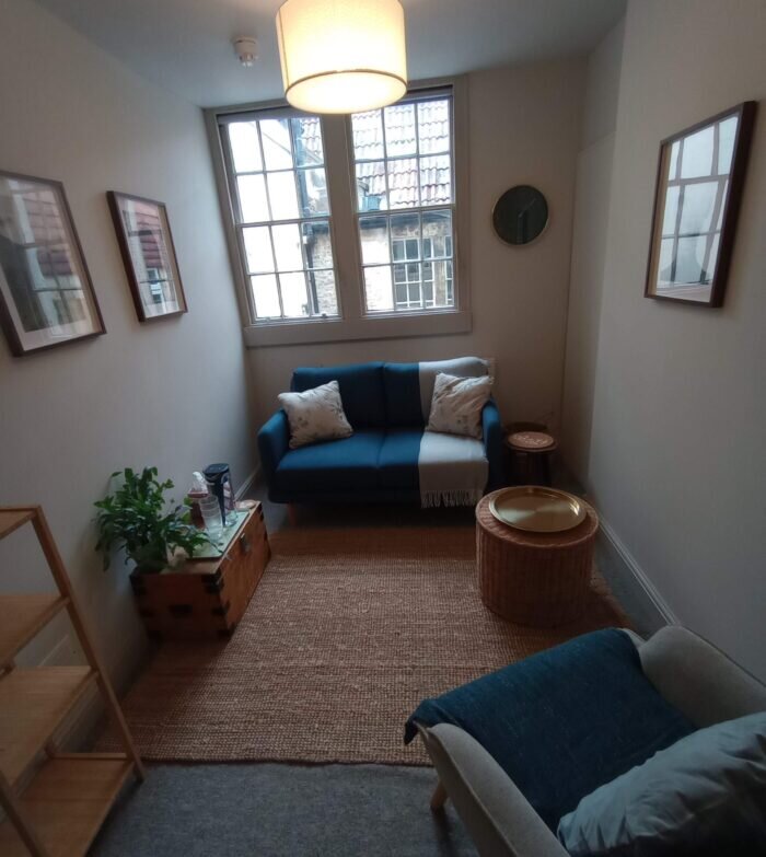 Bel Gamlin Counselling in Bradford on Avon, therapy room